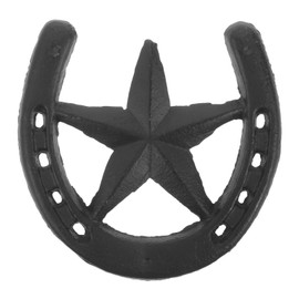 Cabilock Cast Iron Horseshoe with Star Wall Decor, Black Metal Ornament for Home Decoration, Rustic Style Lucky Charm for Living Room Bedroom Wall Decor