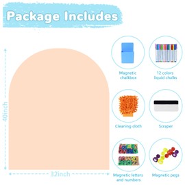 WUPIOS Magnetic Wall Decal for Kids Magnetic Chalkboard Decal Play Wall Milk Tea 40x32 Inch Self Adhesive Magnet Wallpaper Sticker with Letters and 12 Color Liquid Chalk for Playroom School Home Decor