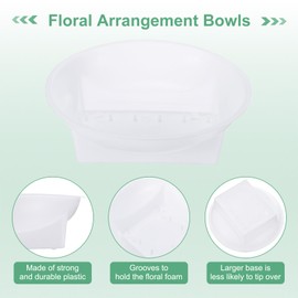 M METERXITY 9-Pack Modern Round Floral Foam Bowls, 6.3 Inch, White Plastic, 85.73 Cubic Inches, Flower Vase