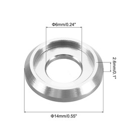 MECCANIXITY M6 Cone Cup Countersunk Washers,Hole Dia 6mm/0.24" Aluminum Gaskets Cup Head Washer Gasket for Screw RC/FPV/PC/Drone/Mechanical Accessories Model Parts,Pack of 20 Pcs(Silver)