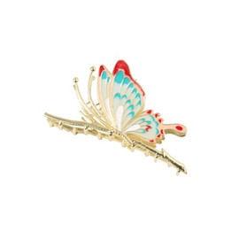 BIG Butterfly Hair Claws, Gold Metal with Enamel Design, Decorative Barrettes, two colors of choice (blue&red)
