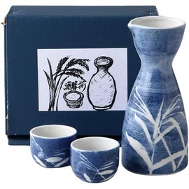 Ale-net Sake Bottle W 2.8 x D 2.8 x H 6.1 inches (7 x 7 x 15.6 cm), Light Snow Reeds, Sake Set, Pottery, Mino Ware, Made in Japan