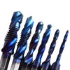 6pcs Spiral Tap Drill Bit Set Blue Plating Coating Hex