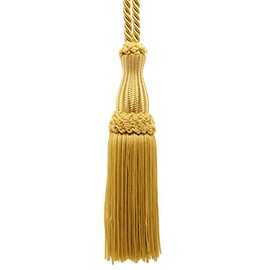 Decorative Silky Key Tassel 12.5cm Loop (Style# SKT) Antique Gold #C4 (Dark Yellow Gold) Pack of 2
