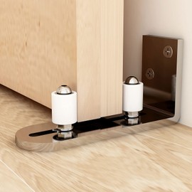 CCJH Sliding Barn Door Floor Guide Adjustable Wall Mount Flush Bottom Door Guides (1, Silver)