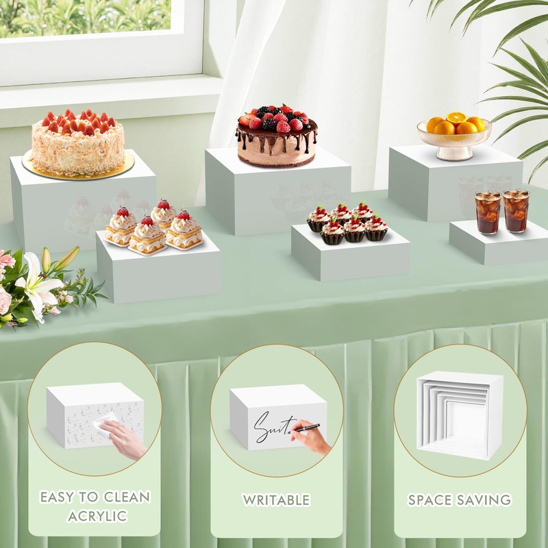 Himake 6PCS Buffet Risers, Food Risers for Buffet Table, Acrylic