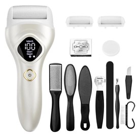 Electric Callus Remover for Feet withRechargeable Waterproof 13 in 1Professional Pedicure Kit,Foot CareTools Wet & Dry Foot File For DeadSkin&Cracked Heel or Rough HandWith 2 Roller Heads 2 Speed Manicure Nail Care