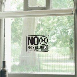 Vinyl Wall Art Decal - No Pets Allowed Except Service Animals - 8.7" x 12" - Modern White Informative Sign for Store Front Restaurant Business Building Shop Indoor Outdoor (Black) (Black)