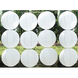 12 e-shop2door White Round Paper Lanterns Lamp Shade Wedding Birthday Party Decorations (8")