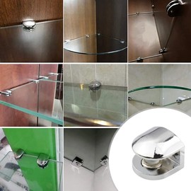 YunBey 8 Pcs Glass Shelf Brackets Adjustable Glass Clamps, Zinc Alloy Glass Clamp Wall Mounted Metal Glass Shelves Supports for 6-8 MM Thick Glass