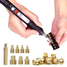 60W Digital Soldering Iron Kit with Threaded Insert Tips and 100pcs M3x4x4.5 Thread Inserts
