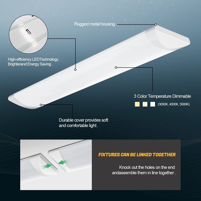 ANTLUX 4FT LED Wraparound Puff Lights, 50W/5500LM, 3 Color Temperature