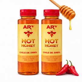 AR’s Hot Southern Honey, Chile De Arbol (Mild) - Blend of Sweet Clover, Real Wildflower Honeys & Real Red Chili Peppers, Raw 100% Pure Premium Honey, No Artificial Sugar, 12 oz (Pack of 2)