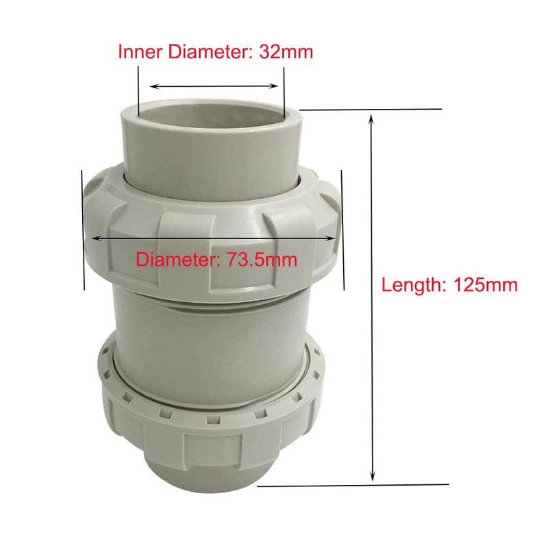 Diameter 32 mm Grey Check Valve Water Block Leakage Protection