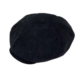 WITHMOONS Corduroy Baker Boy Cap Simple Plain Beret Cotton Ivy Newsboy Hat LDG1465 (Black)