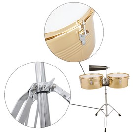 Ktaxon Timbales Instrument 13 Inch & 14 Inch Timbales Drum Set, Timbales kit with Outstanding Tone, Classic Finish, Strong Durability and Full Equipment(Gold)