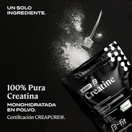 B-FIT B Just Creatine Creapure - Creatina Monohidratada Pura en Polvo - Pre Entreno Ideal Pre Workout - Sin Sabor (600 gr)