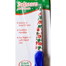 Allary Corp New 8" Scissors Stainless Steel Lightweight Sharp Blue With Hot Cocoa Cups Mugs