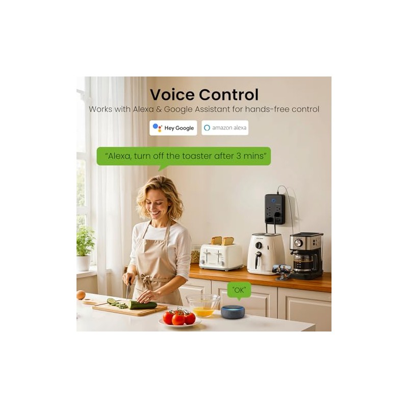 GHome - Extensor de Enchufe Inteligente, Cargador de Pared USB
