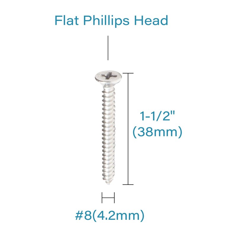 IMScrews 50pcs #8 x 1-1/2" (38mm) Stainless Flat Head Phillips