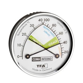 TFA Dostmann Thermo-Hygrometer Analogue Thermometer with Metal Ring 45.2024.IT Moisture Meter, Multi-Colour, with Italian Scale, Made in Germany