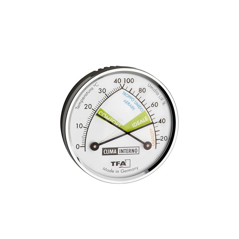 TFA Dostmann Thermo-Hygrometer Analogue Thermometer with Metal Ring 45.2024.IT Moisture