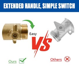 BH 3 Way Hose Splitter，3/4" Heavy Duty Water Spigot Splitter High Flow Spigot Brass Garden Hose Splitter with Shut-Off Valves and Extension Handles Included 4 Extra Silicone Washers