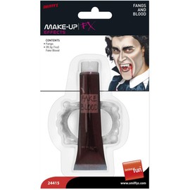Smiffys Make-Up FX, Fangs & Blood, Red 28.3ml/1 oz Tube, Cosmetics and Disguises Fancy Dress, Cosmetic Dress Up Cosmetics & Disguises.