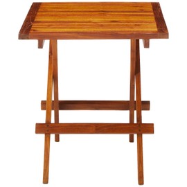 Bare Decor Ravinia Folding Teak Small Table, Oiled Finish Brown