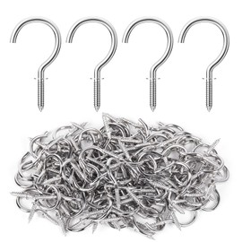 RELBRO Screw Hooks, 1 Inch Metal Screw in Cup Hooks, Silver, 100 Pcs