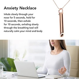 FILFEEL Breathing Necklace,Stress & Anxiety Necklace, Unisex Fashionable Stainless Steel Stress Relief Necklace for Anxiety Relaxation Meditation(Rose Gold)