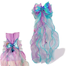 Schultütenschleife Meerjungfrau extra groß 40x20cm fertig gebunden, Schultüte Deko Zuckertütenschleife für Mädchen, Schulanfang Einschulung Deko Einschulungsfeier