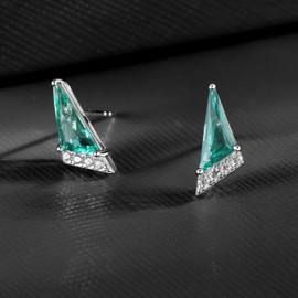 QUADRI 925 Silver Stud Earrings with Zircons - Heart, Hoop Earrings, Solitaire, Amethyst, Sapphire, Aquamarine - Stud Earrings Jewellery Women Made in Italy - Includes Gift Box, small, Sterling Silver