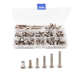 binifiMux 100pcs M6x15mm/20mm/25mm/30mm/35mm Rivet Countersunk Hex Socket Cap Bolts and Hex Head Barrel Nuts Assortment Kit for Furnitures Cribs Chairs, Nickel Plated