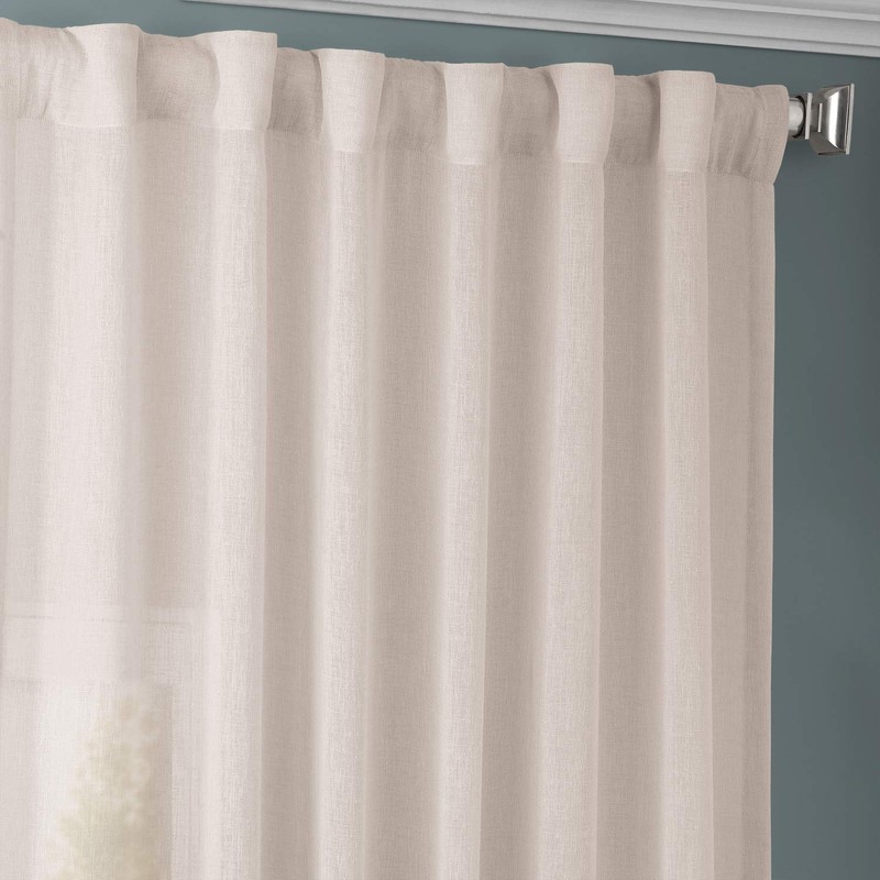 HPD Half Price Drapes SHCH-SS071611-84 Solid Faux Linen Sheer Curtain