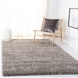 SAFAVIEH Hudson Shag Collection Area Rug - 5'3" x 7'6", Grey & Ivory, Modern Abstract Design, Non-Shedding & Easy Care, 2-inch Thick Ideal for High Traffic Areas in Living Room, Bedroom (SGH297F)