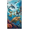 YISUMEI Microfibre Beach Towel Printed with Sea Creatures, Soft, Lightweight,