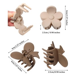 Butterfly Small Hair Clips Flower Hair Claw Clips for Women 12pcs Matte Small Claw Clips Cute Hair Clips for Girls (Butterfly + Flower - White/Brown/Black)