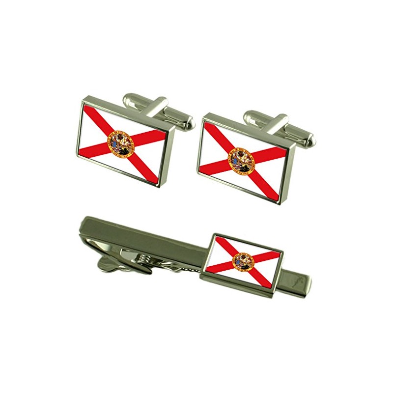 Florida Flag Cuff Links Ties Matching Same Fabric Box Set
