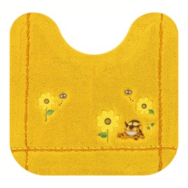 Senko My Neighbor Totoro Flower Bus Stop Toilet Mat, Approx. 22.8 x 23.6 inches (58 x 60 cm), Yellow, Character Cat Bus, Ghibli 19752