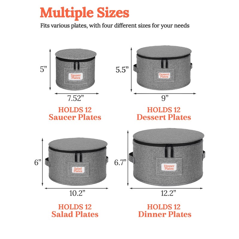 Cirhy Hard Shell Plate Storage Containers 4-Piece Set - Reinforced