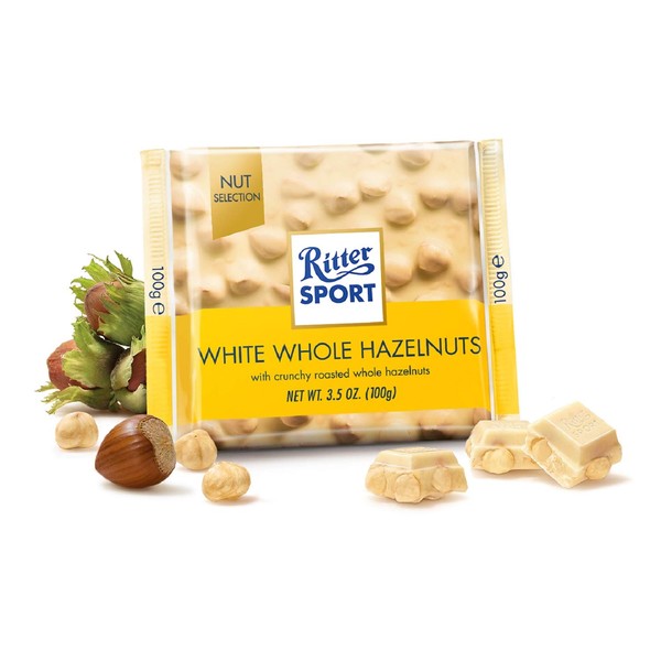 Ritter Sport White Chocolate With Whole Hazelnuts, 3.5oz