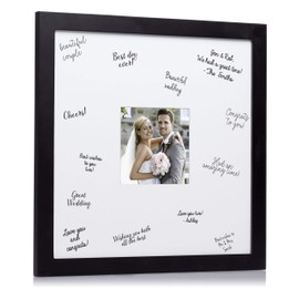 Pearhead Wedding Signature Guest Book Frame and Marker, Creative Wedding or Bridal Shower Guestbook Alternative, Black