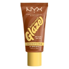 NYX Professional Makeup Buttermelt Glaze Skin Tint, Base de Maquillaje Formulada con Niacinamida, Dura Hasta 12 Horas, Protección Solar FPS30, Tono Toffee Butta (Café), 30 ml