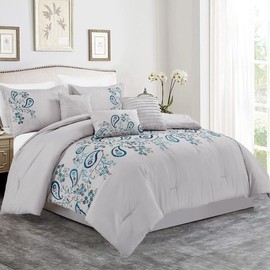 MERRY HOME Bedding Comforter Sets - Bed in A Bag California King Size Comforter Set(400GSM), 7 Pieces Comforter Set Soft and Comfortable for All Season