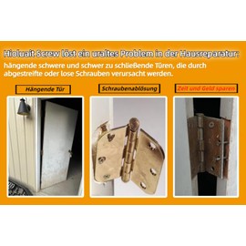 Door Hinge Screws with Permanent Door Hinge Repair Kit with Reinforced Door Hinge and Door Pillar Repair (4 Counts)