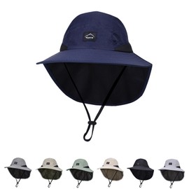 Outdoor Kids Sun Hat with Neck Flap UPF 50+ Breathable Bucket Hats for Boys Girls Safari Fishing Beach Hat Summer Adventure Navy