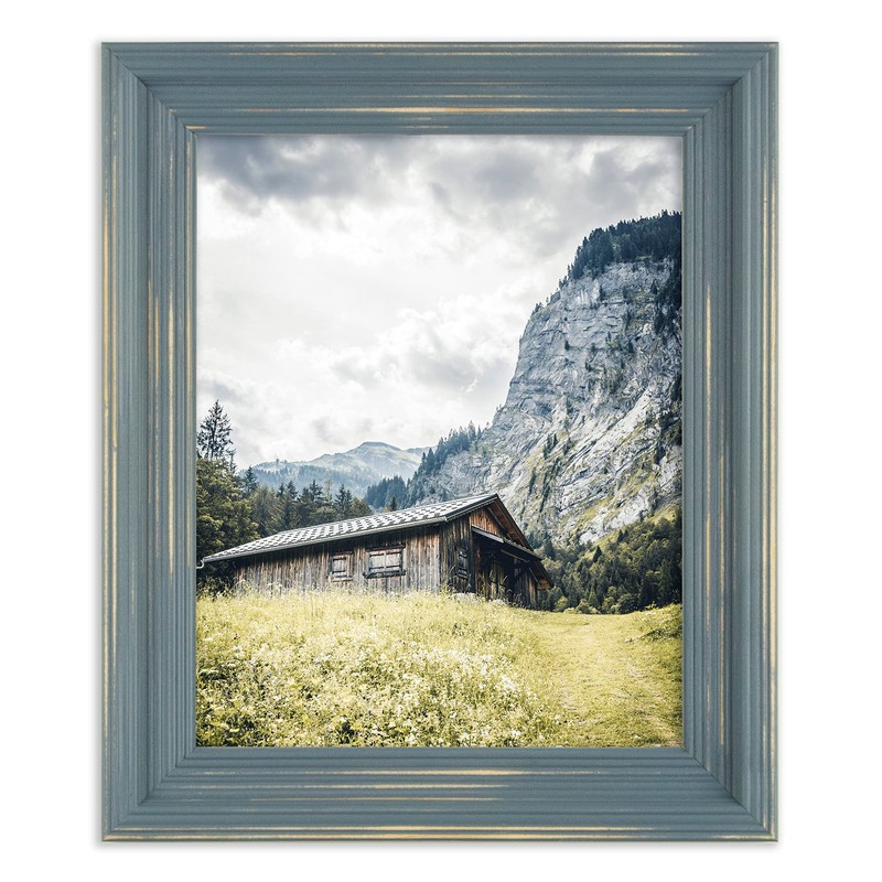 The Rusty Roof-Distressed Cimarron Slate Blue-Solid Wood Picture Frame-5x12