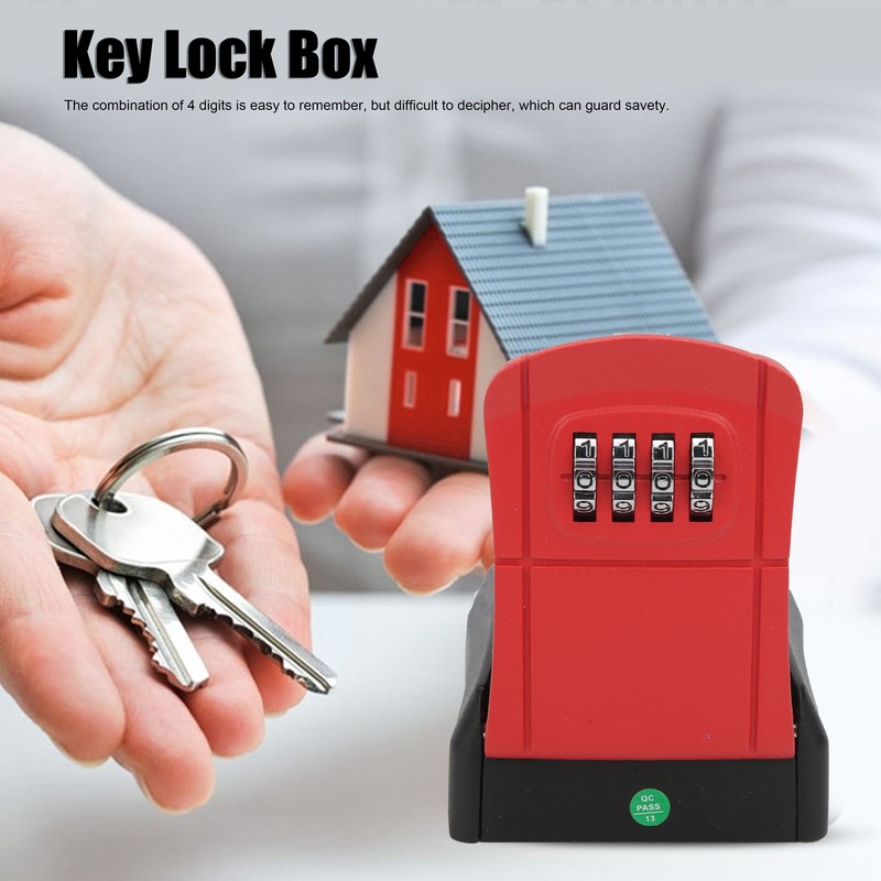 Key Lock Box 4Digit Combination Password WallMounted Outdoor Storage for