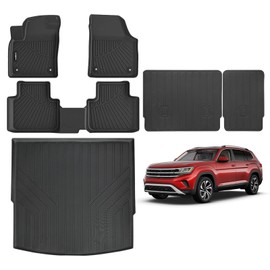 Naibeve Floor Mats for 2020-2025 Volkswagen Atlas Cross Sport- All Weather for Volkswagen VW Atlas Cross Sport Floor Mats Liners & Cargo Liner & Seats Back Cover(Floor Liner+Backrest Mats+Trunk Mat)